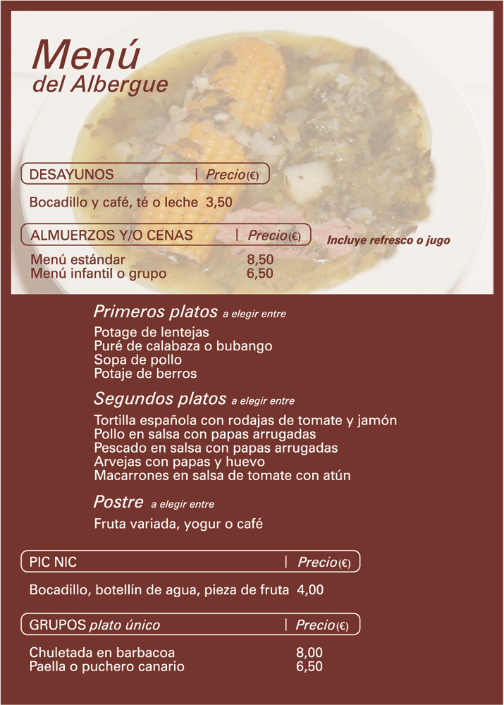 Menú del Albergue
