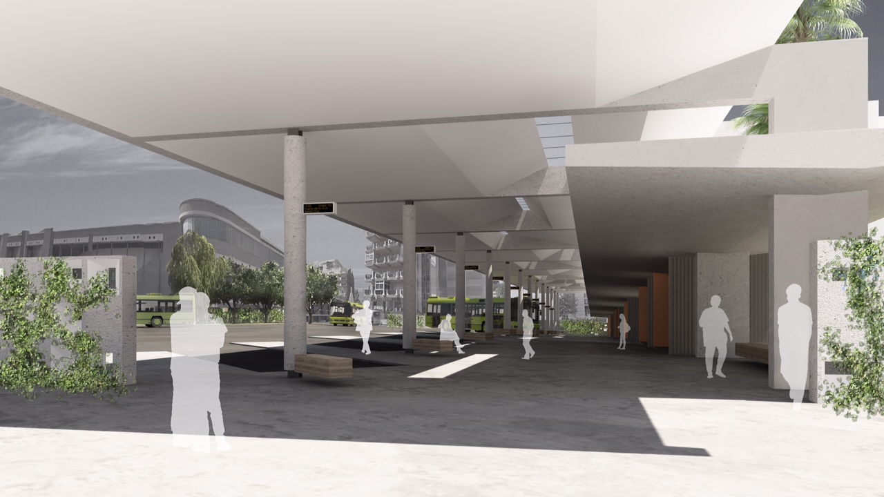 Infografía de la parte interior de la nueva estación de guaguas