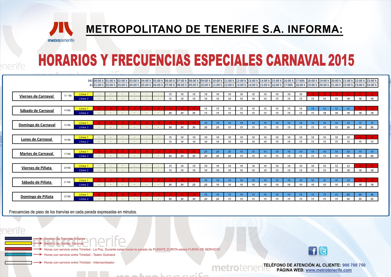Tranvía-Horarios Carnaval