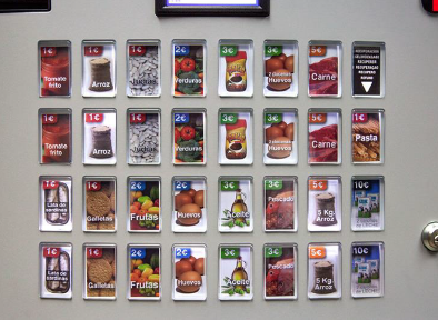 Tipología de alimentos que se pueden "donar" a través de la máquina expendedora de alimentos. Fuente: Mensajeros de la Paz