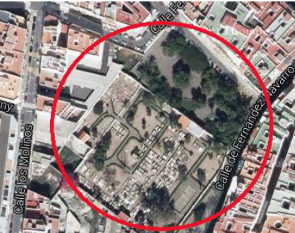 Situación del Cementerio de San Rafael y San Roque. Imagen: Google Maps.